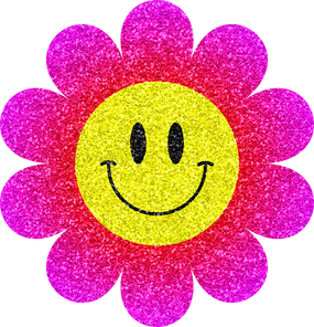 Y2K Computer Inspired Elements Glittered Flower